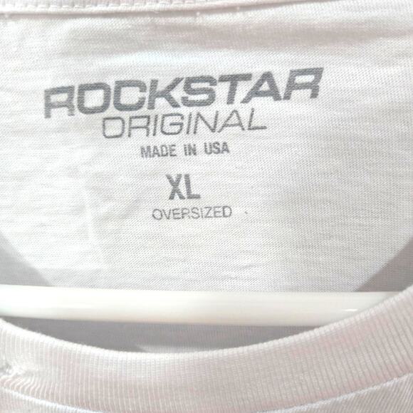 Rockstar Original Sz XL White Blue OverSized  Distressed Graphic T-Shirt12 - Picture 2 of 9
